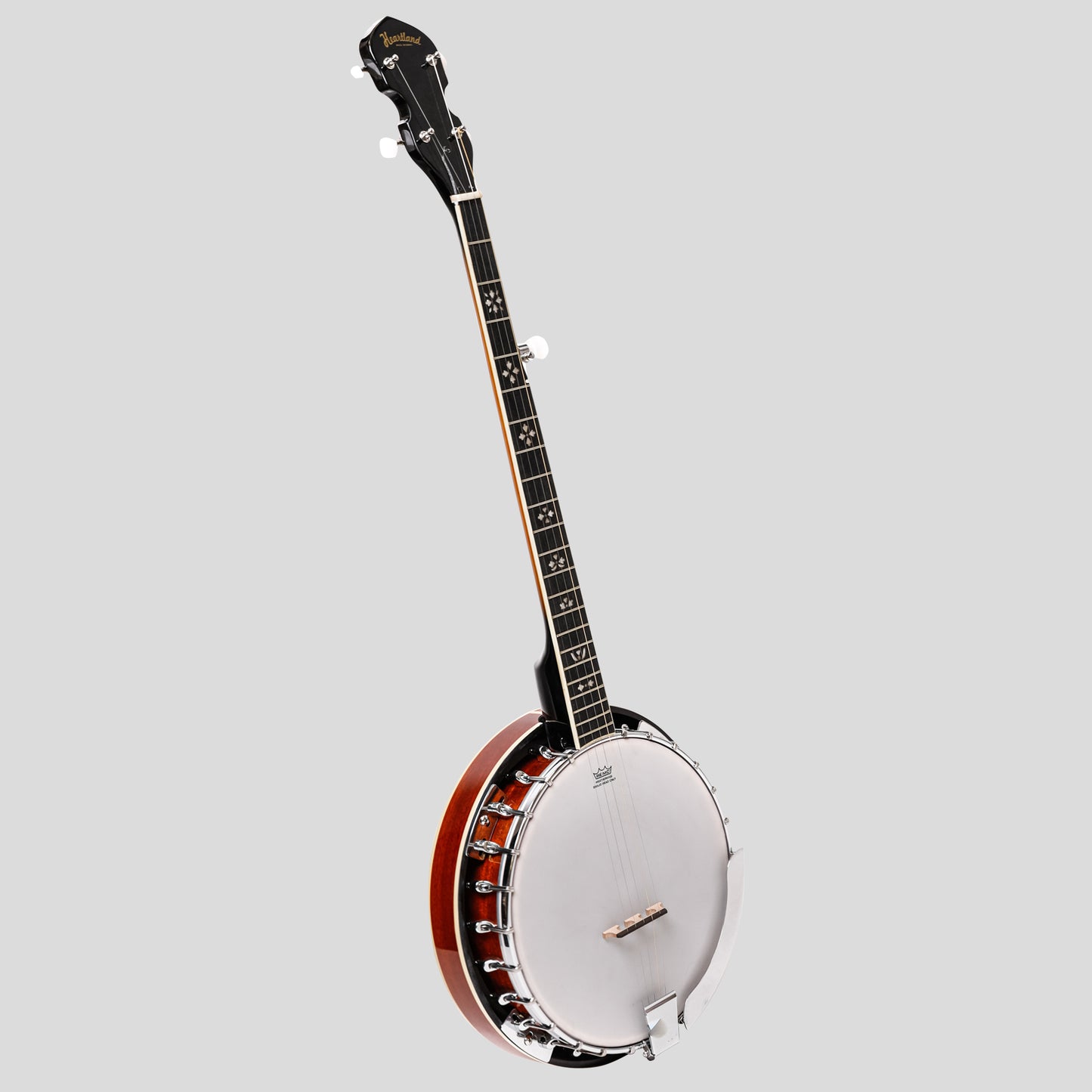 Heartland 5 String Irish Banjo Left Handed Player Series 24 Bracket mit geschlossenem, solidem Sunburst-Finish