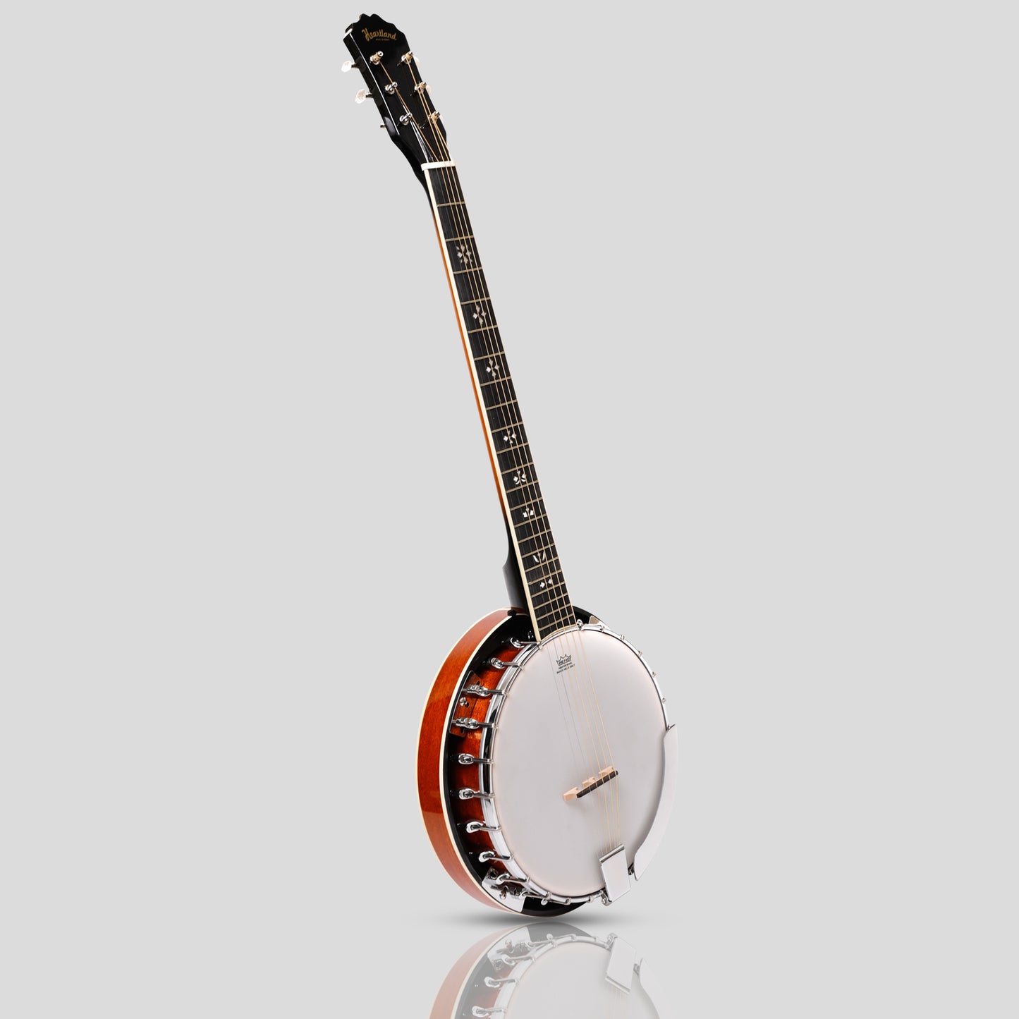 Heartland 6 String Irish Banjo Left Handed Player Series 24 Bracket mit geschlossenem, solidem Sunburst-Finish