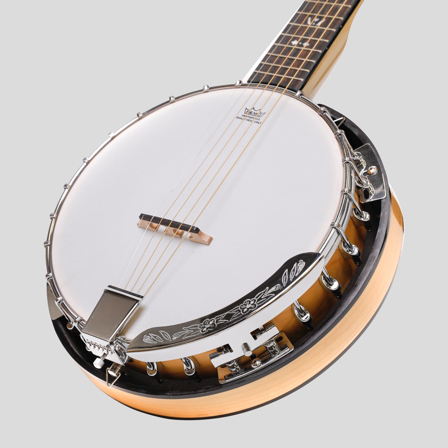 Heartland 6 String Deluxe Irish Banjo Left Handed 24 Bracket con finitura in acero solido chiuso