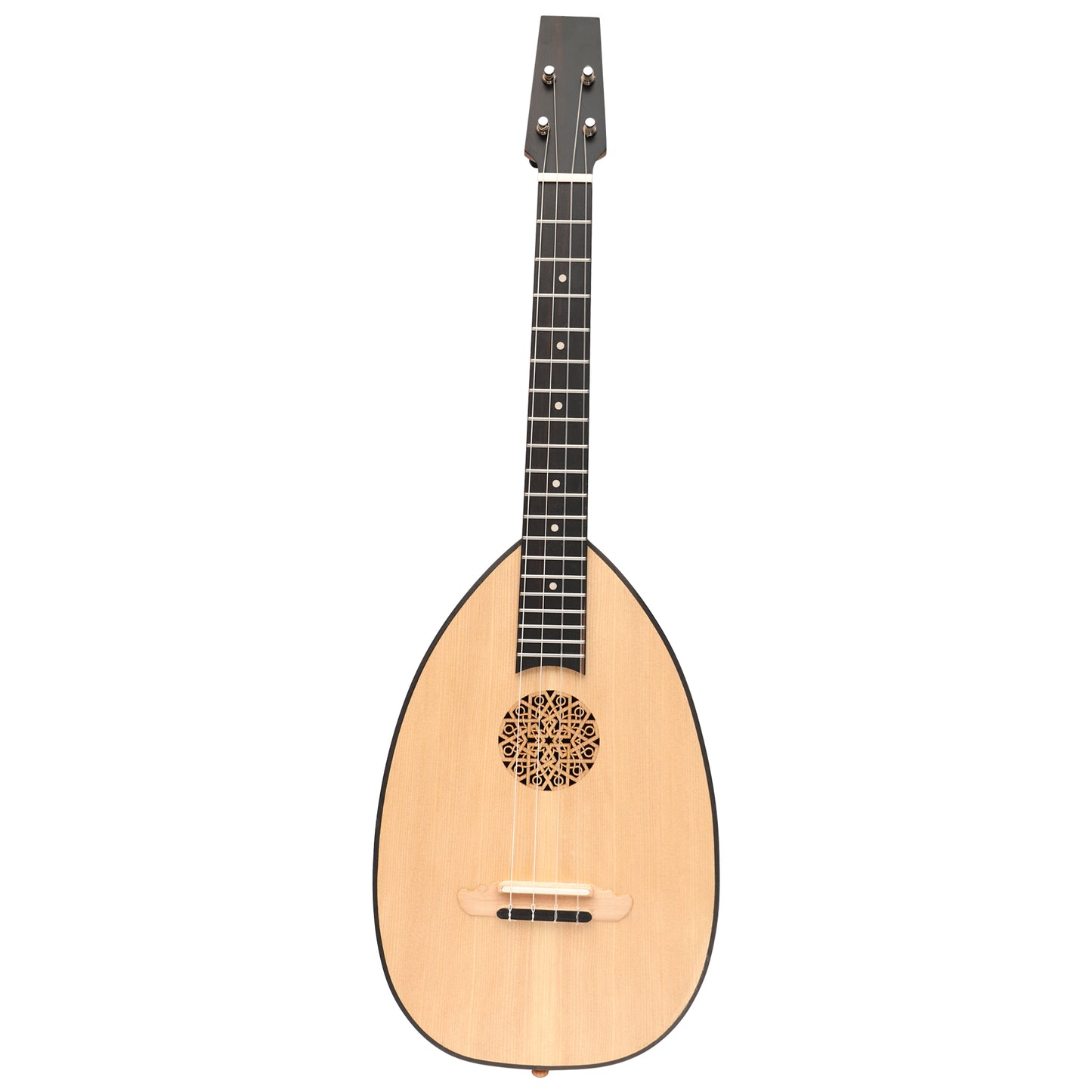 HEARTLAND BAROQUE UKUlELE, 4 STRING BARITONE VARIEGATED WALNUT E LACEWOOD SINISTRA A MANO