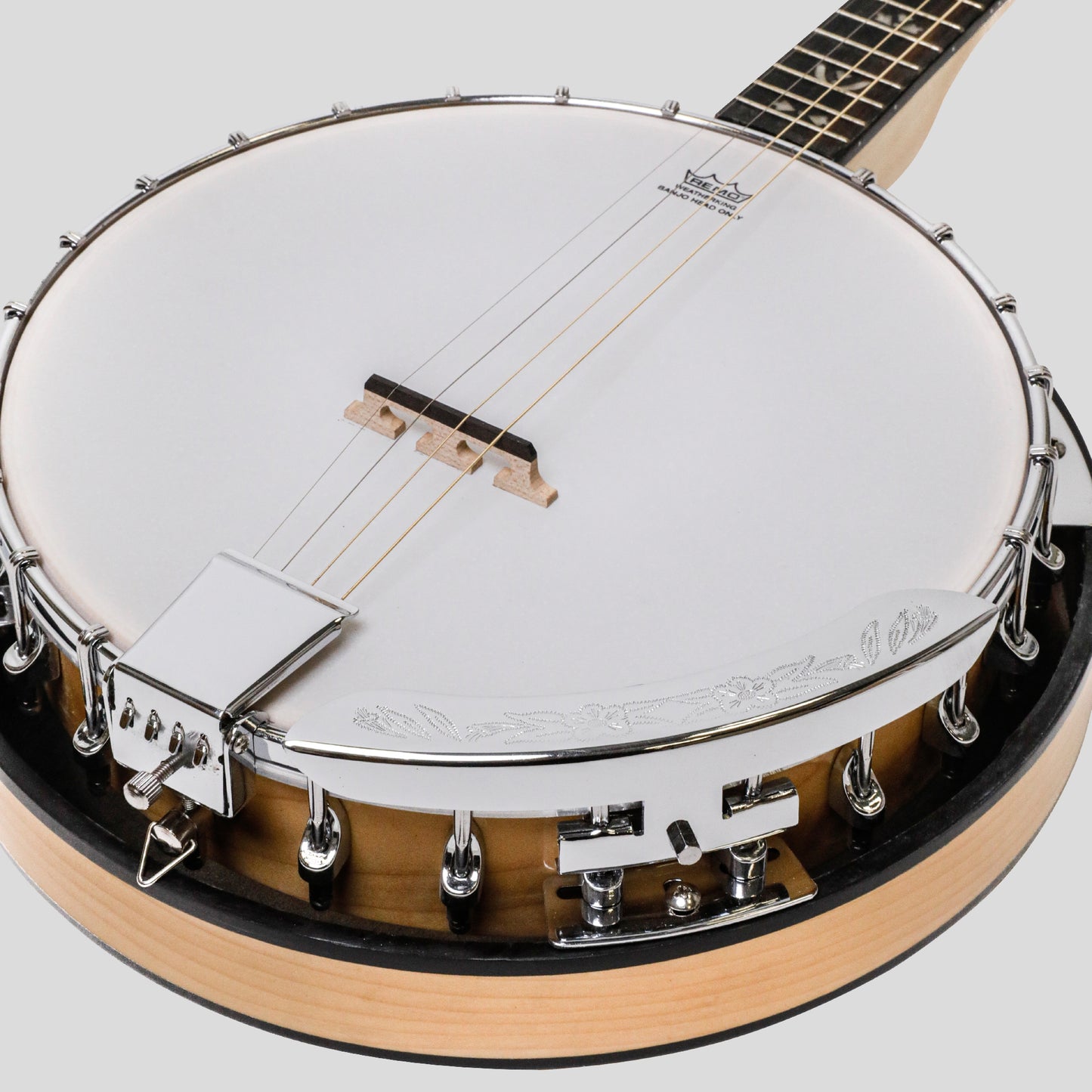 Heartland Deluxe Irish Tenor Banjo 17 tasti mancini 24 staffe chiuse Solido retro Acero finitura