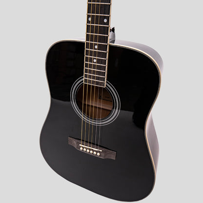 Heartland Spirit Dreadnought Stahlsaiten-Gitarrenbausatz Schwarz