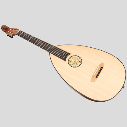 MUZIKKON LUTE GUITAR, 6 STRING VARIEGATED LACEWOOD ROSEWOOD LEFT HANDED