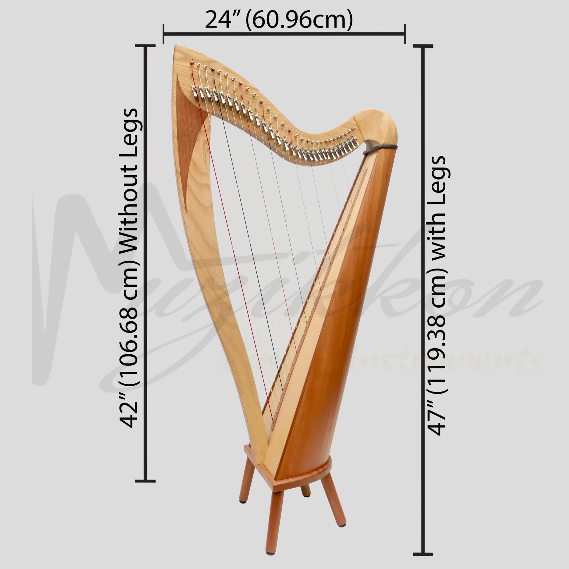 Mchugh Atlas Harp 29 String Ash And Mahogany Roundback