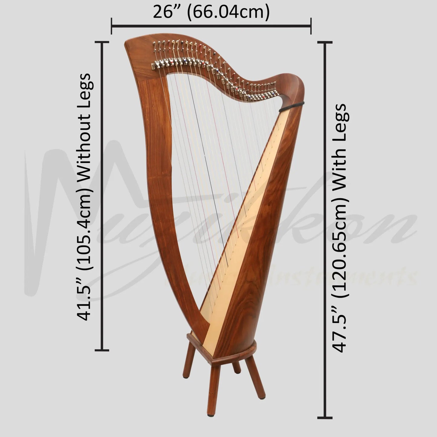 Mchugh Harp 29 Strings Rosewood Round Back