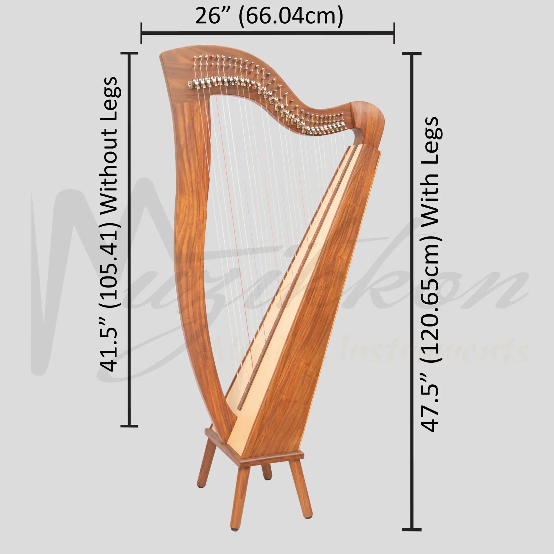 Mchugh Harp 29 Strings Rosewood Square Back