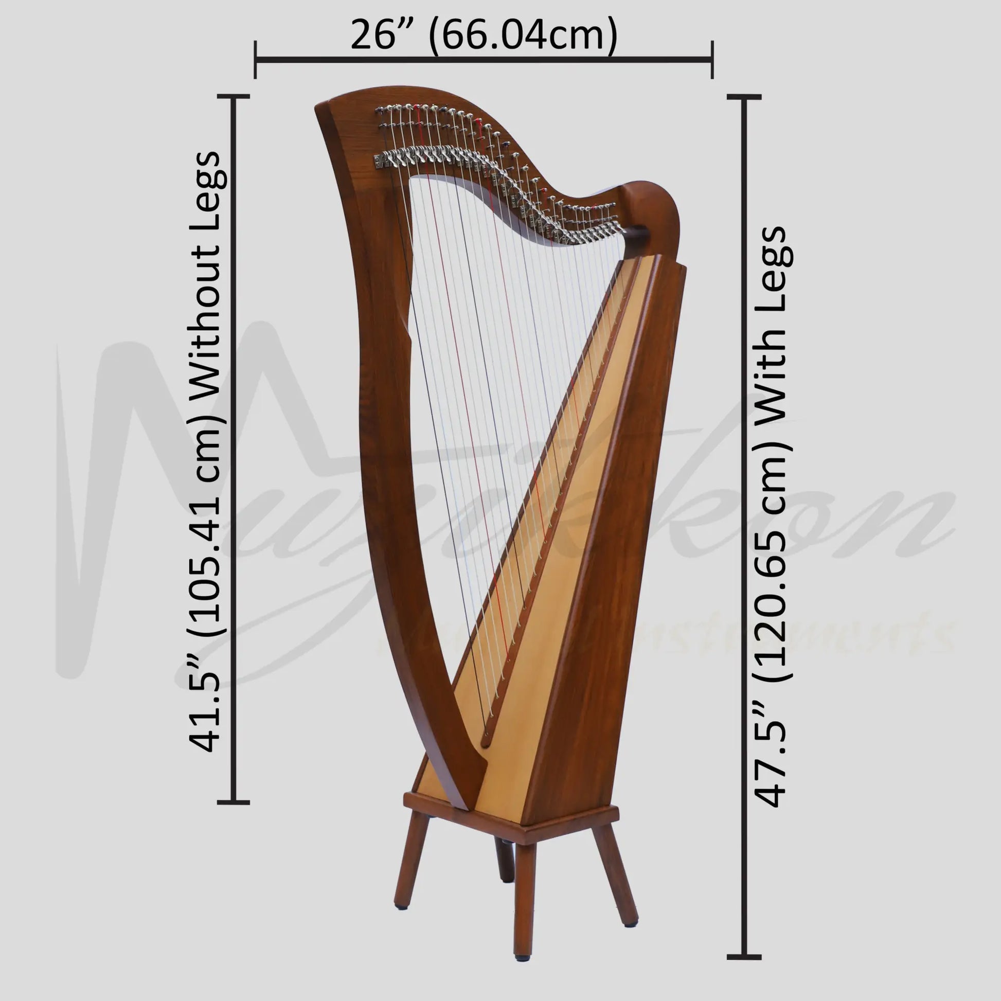 Mchugh Harp 29 Strings Rosewood Square Back Aquila Nylon Gut