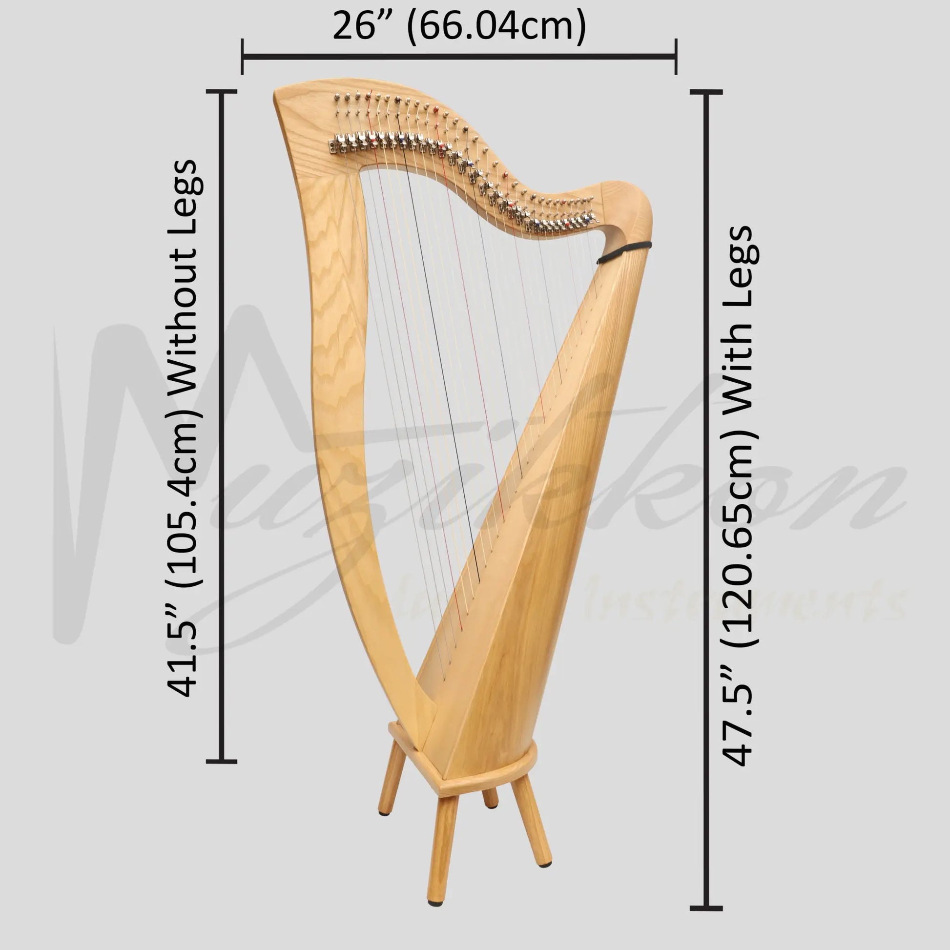 Mchugh Harp 29 Strings Round Back Ashwood