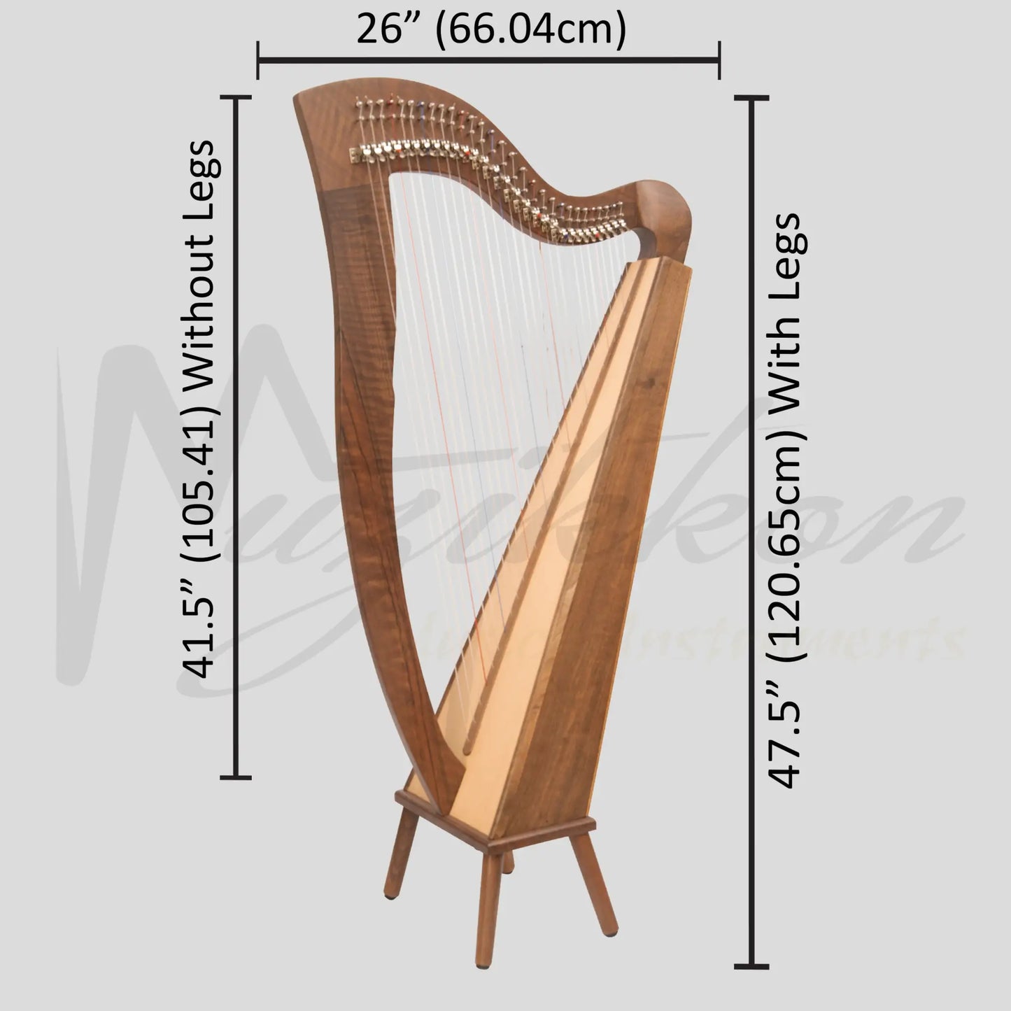 Mchugh Harp 29 Strings Walnut Wood Square Back