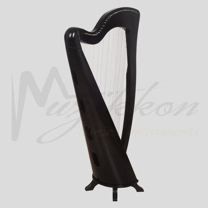 Mchugh Harp 38 Strings Walnut Wood Coloured Black Round Back