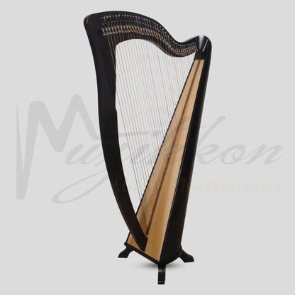 Mchugh Harp 38 Strings Walnut Wood Coloured Black Round Back