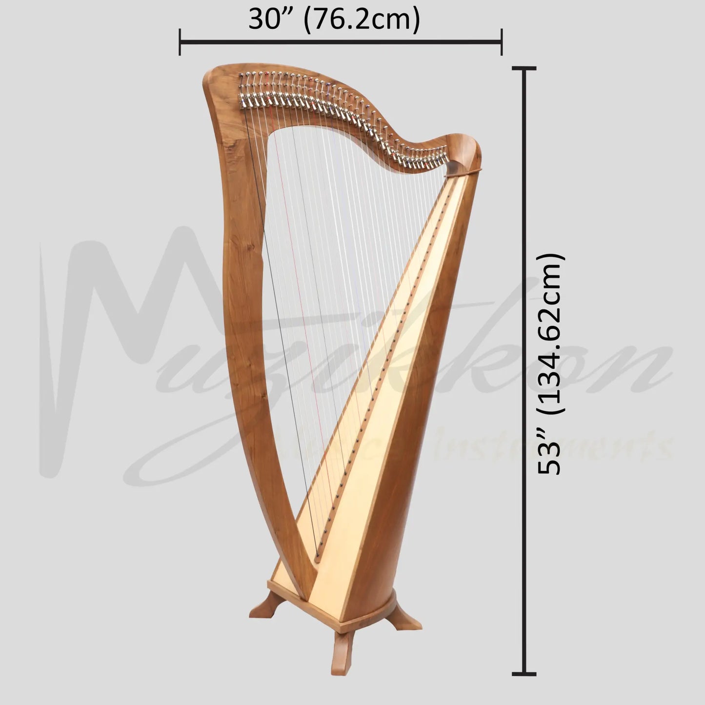 Mchugh Harp 38 Strings Walnut Wood Round Back