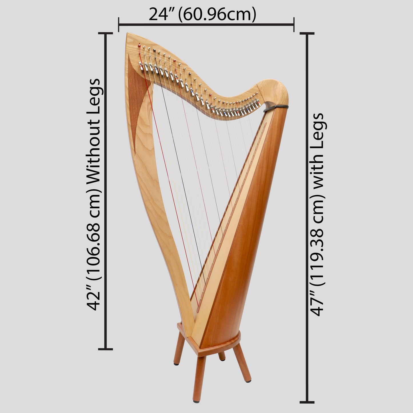 Muzikkon McHugh Atlas Harfe, 29 Saiten Roundback Eschenholz und Mahagoni