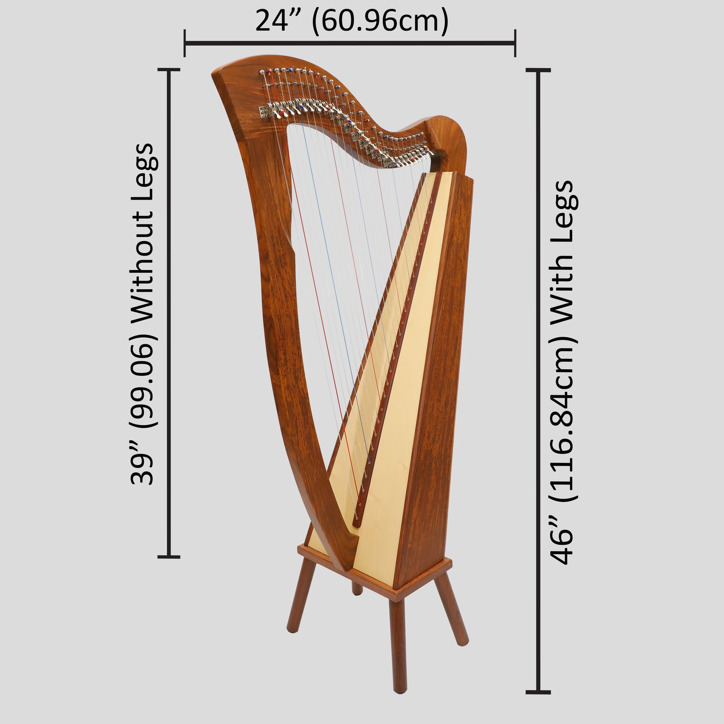 Muzikkon McHugh Arpa 27 Corde Palissandro Quadrato Indietro