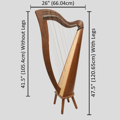 McHugh Harp, 29 Strings Round Back Walnut