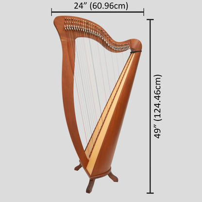 McHugh Harp 34 Corde Legno di Mogano Rotondo