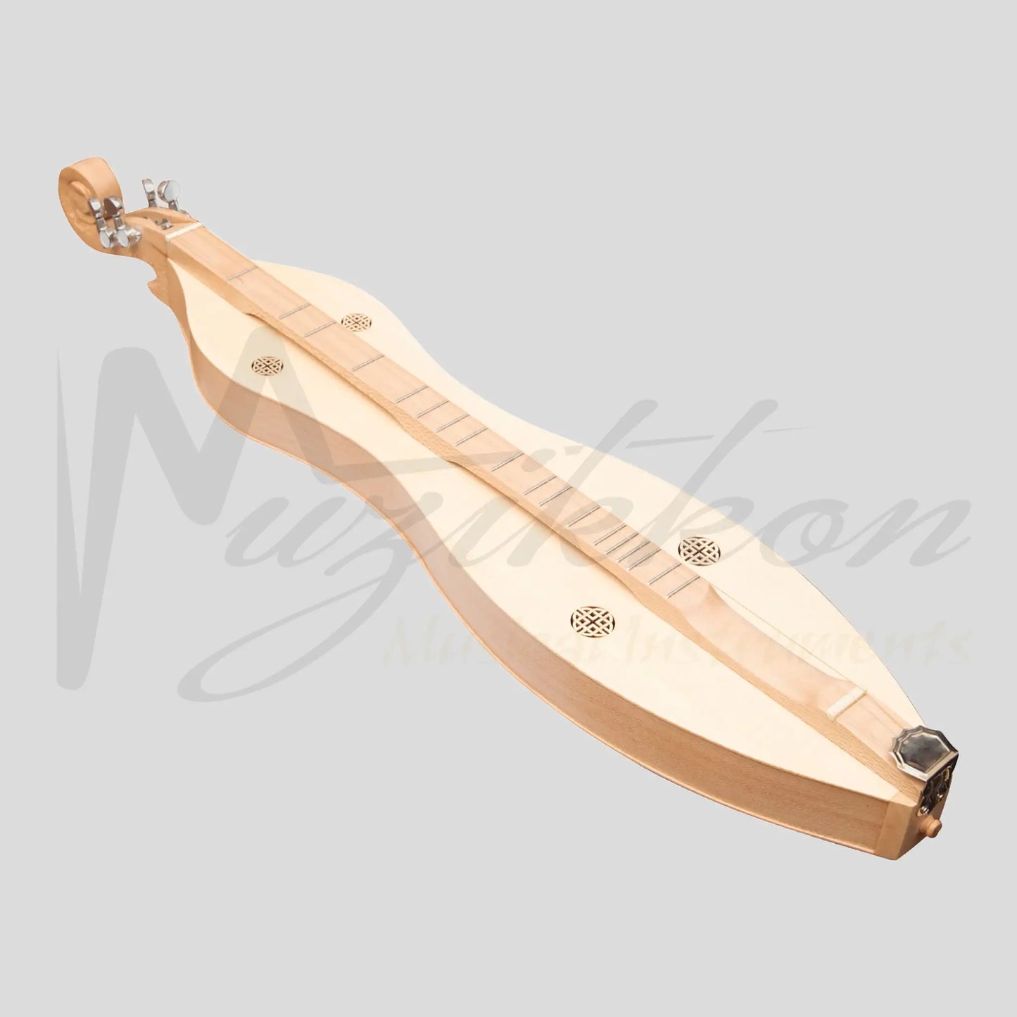 Mountain Dulcimer 4 String Knotwork Scroll Lacewood With Nickel Finish Hardware