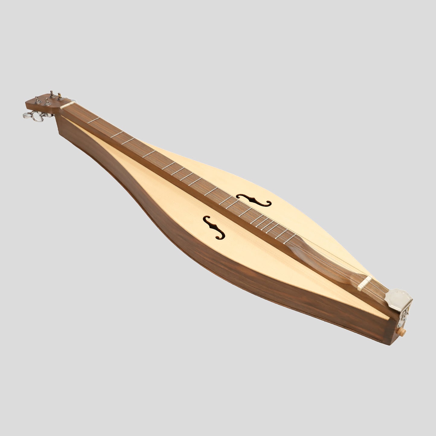 Mountain Dulcimer, 4 String Teardrop Turn Scroll F-Hole Walnut