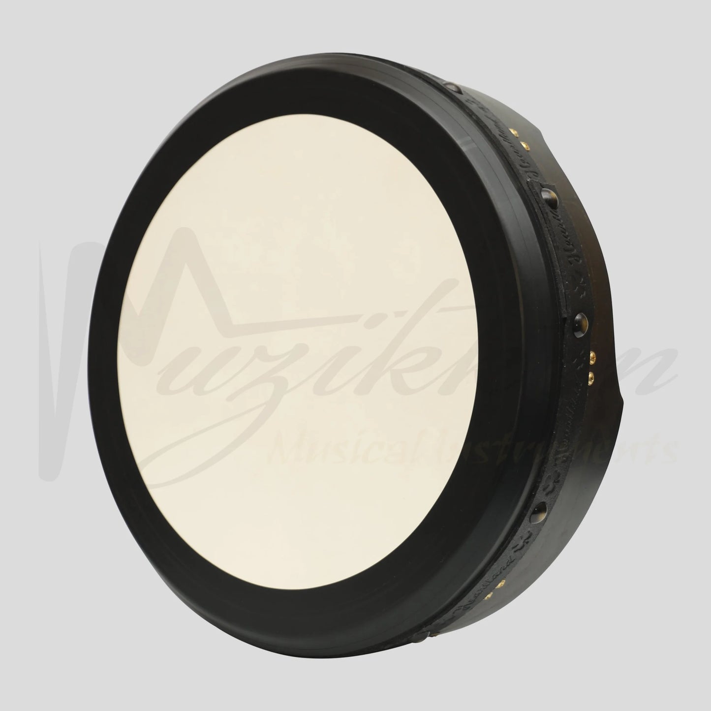 Muzikkon 16’’X4’’ Heartland Tunable Irish Bodhran With T-Bar & Taped Finish Deep Tune Ebony