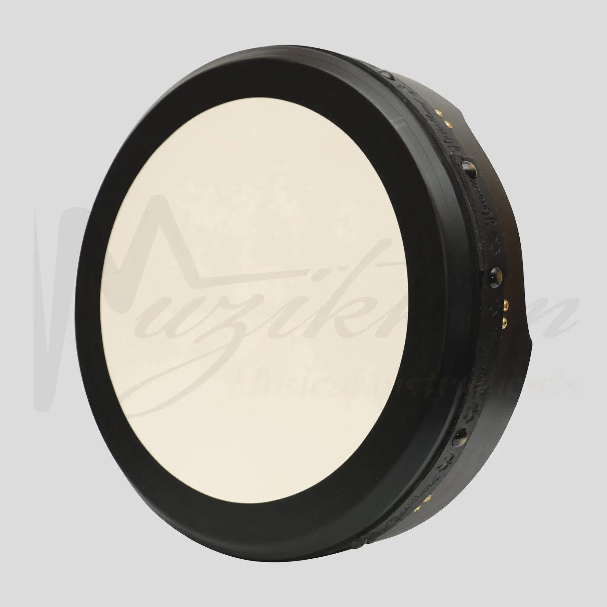 Muzikkon 16’’X4’’ Heartland Tunable Irish Bodhran With T-Bar & Taped Finish Deep Tune Ebony