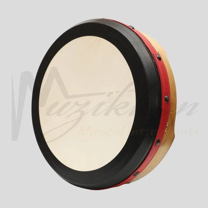 Muzikkon 16’’X4’’ Heartland Tunable Irish Bodhran With T-Bar & Taped Finish Deep Tune Mulberry