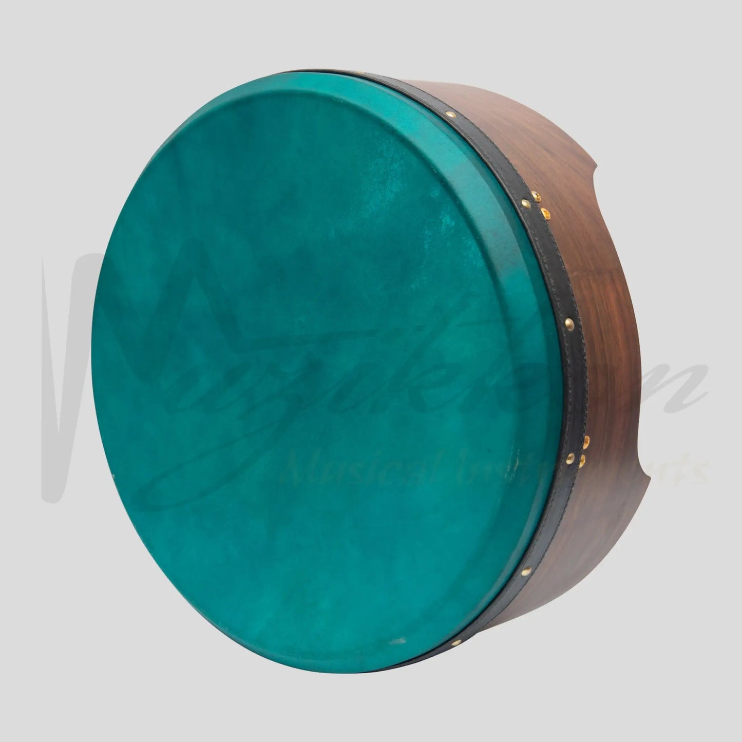 Muzikkon 16’’X6’’ Heartland Tunable Deep Rim Bodhran Rosewood T-Bar Goat Skin Green