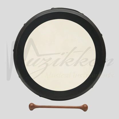 Muzikkon 16’’X6’’ Heartland Tunable Irish Bodhran Drum Deep Rim with T-BAR & Taped Finish Deep Tune Celtic Irish