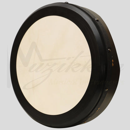 Muzikkon 18’’X4’’ Heartland Tunable Irish Bodhran Drum with T-Bar & Taped Finish Deep Tune Ebony
