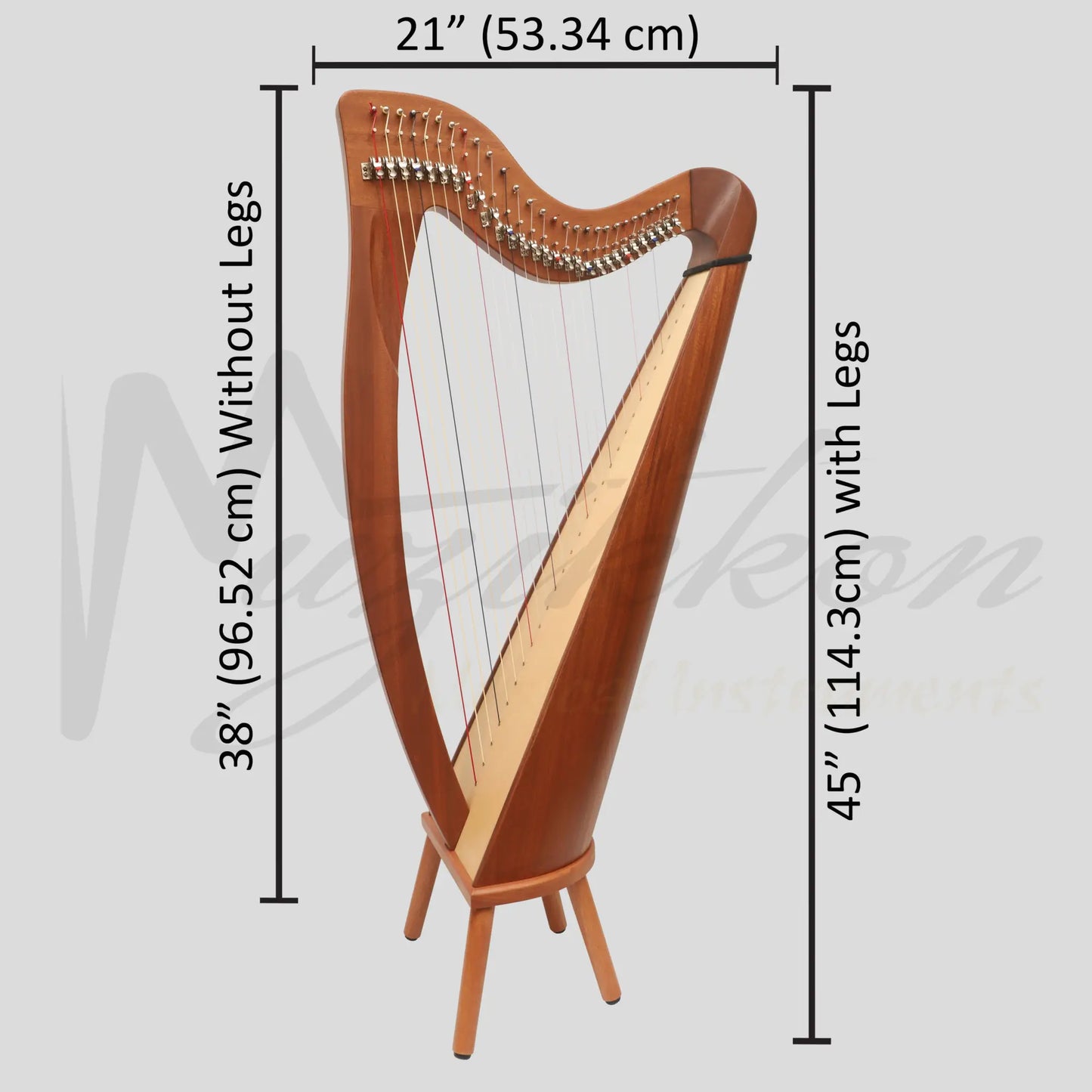 Muzikkon 28 String Claddagh Harp Mahogany