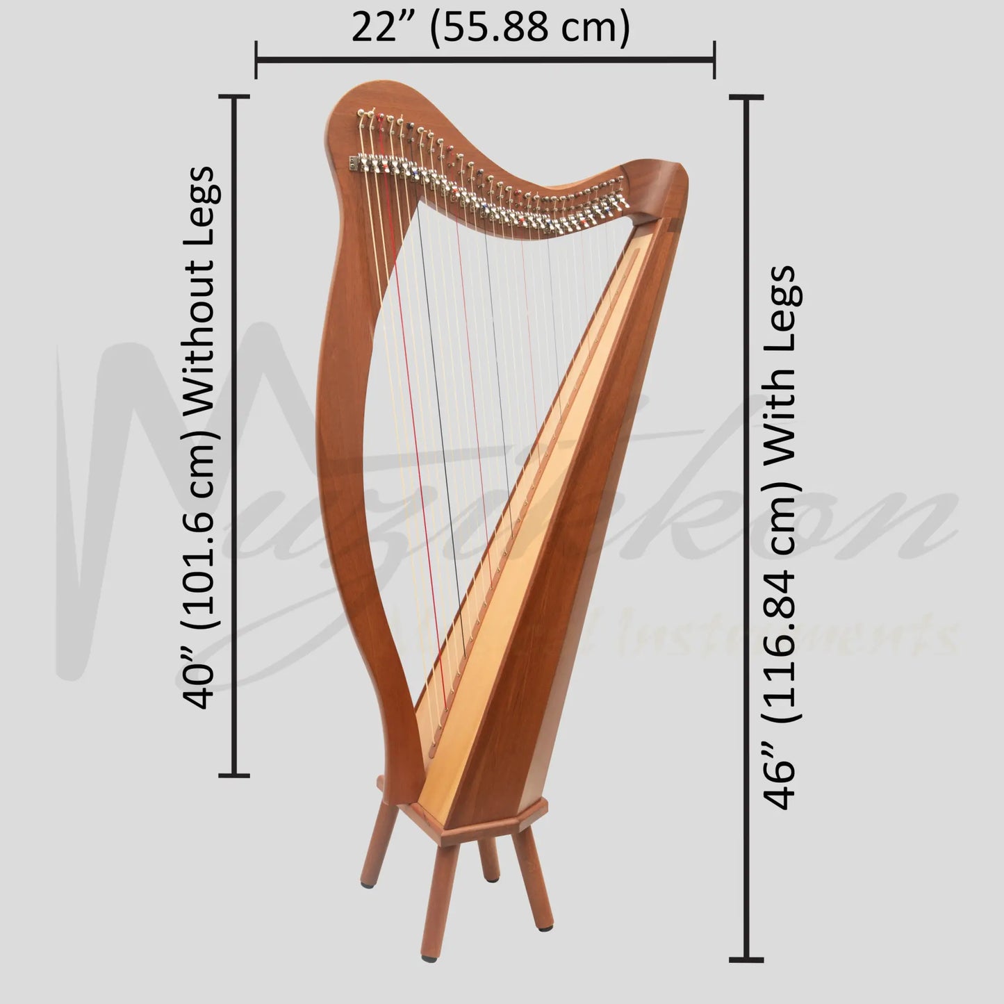 Muzikkon 29 String Ard Ri Harp Mahogany