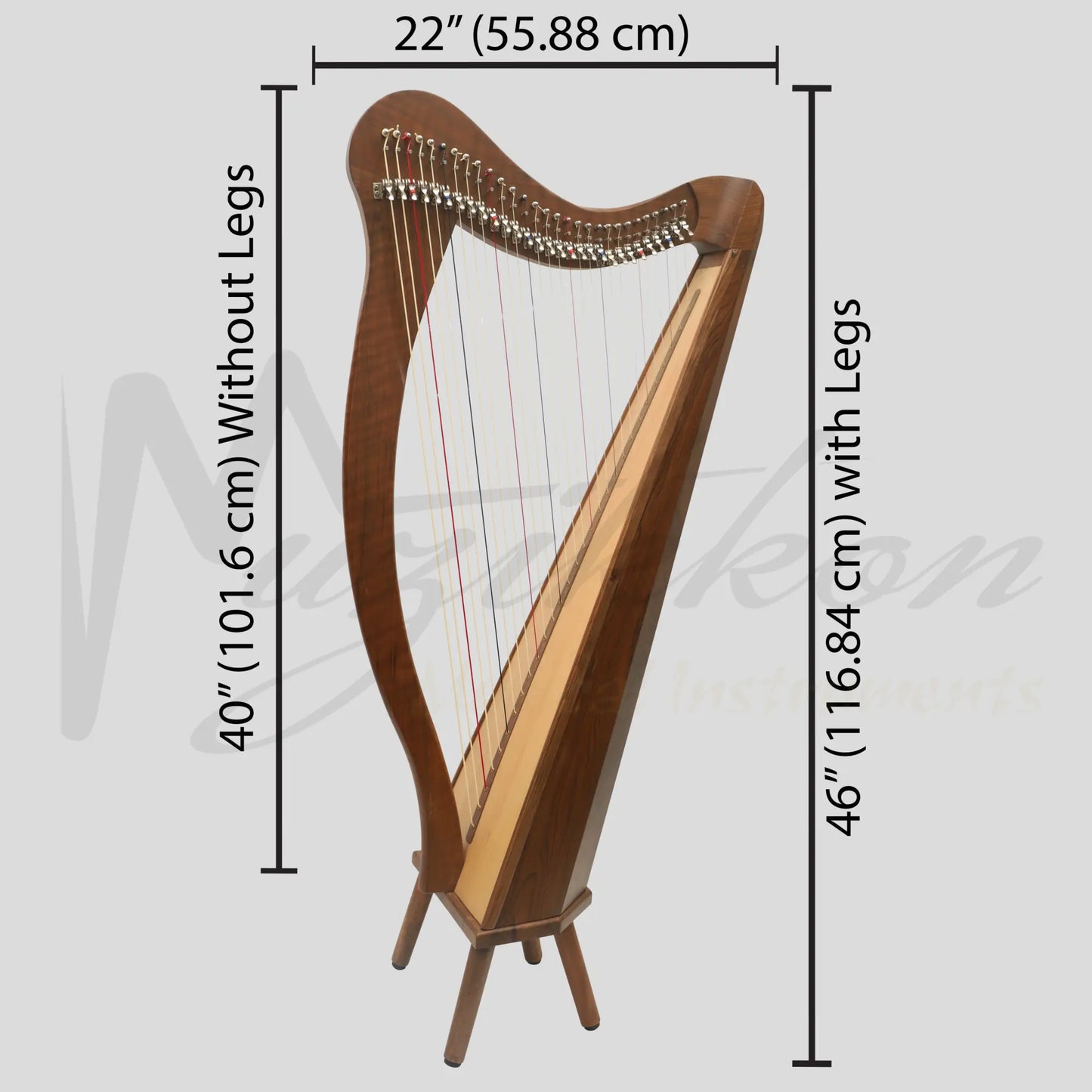 Muzikkon 29 String Ard Ri Harp Rosewood