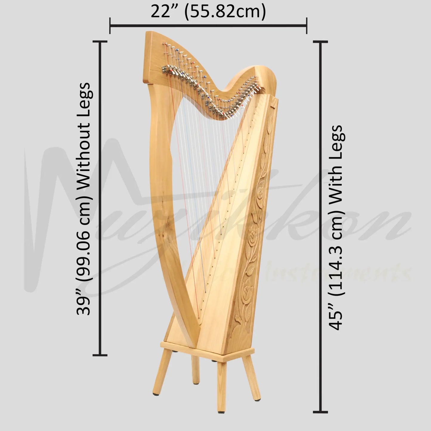 Muzikkon 29 Strings Trinity Harp Ashwood