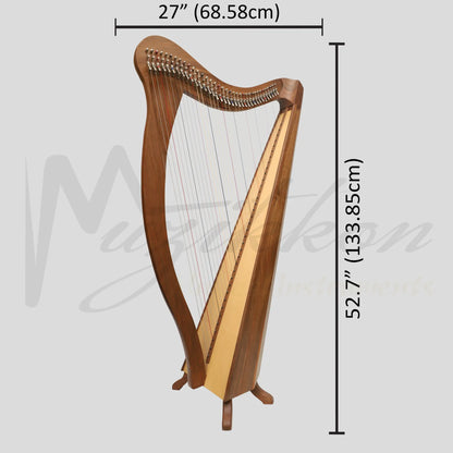 Muzikkon 36 String Ard Ri Harp Walnut