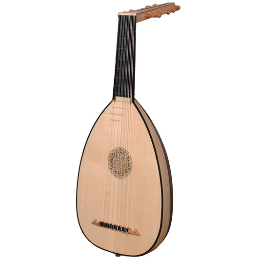 Muzikkon Descant Lute, 7 Course Left Handed Variegated Walnut and Lacewood Muzikkon