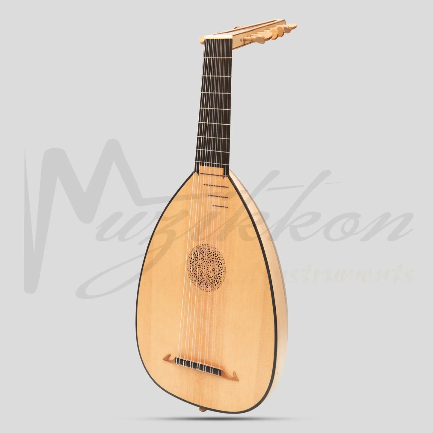 Muzikkon Descant Lute 7 Course Right Hand Walnut Lacewood Lute