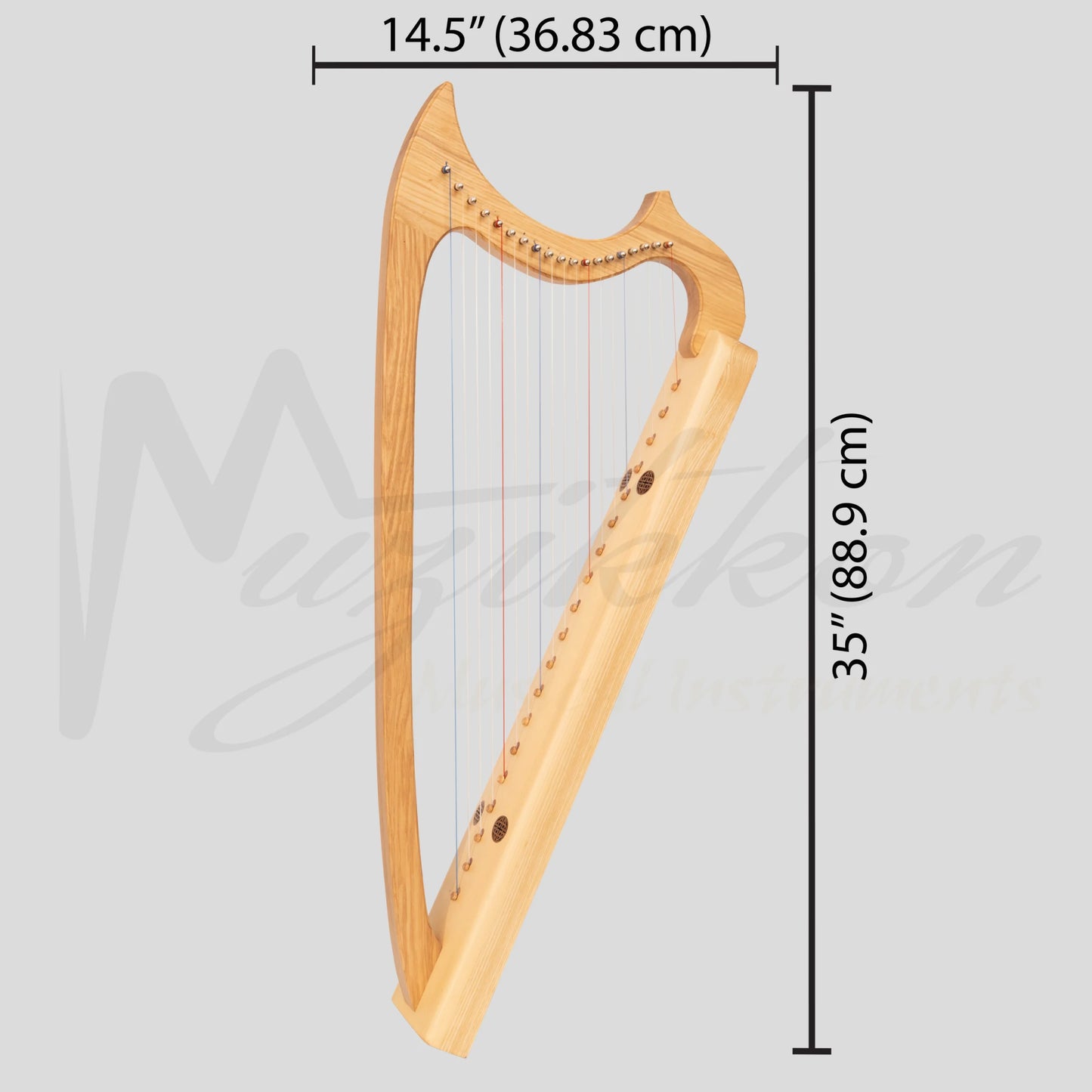 Muzikkon Gothic Harp 19 String Ashwood