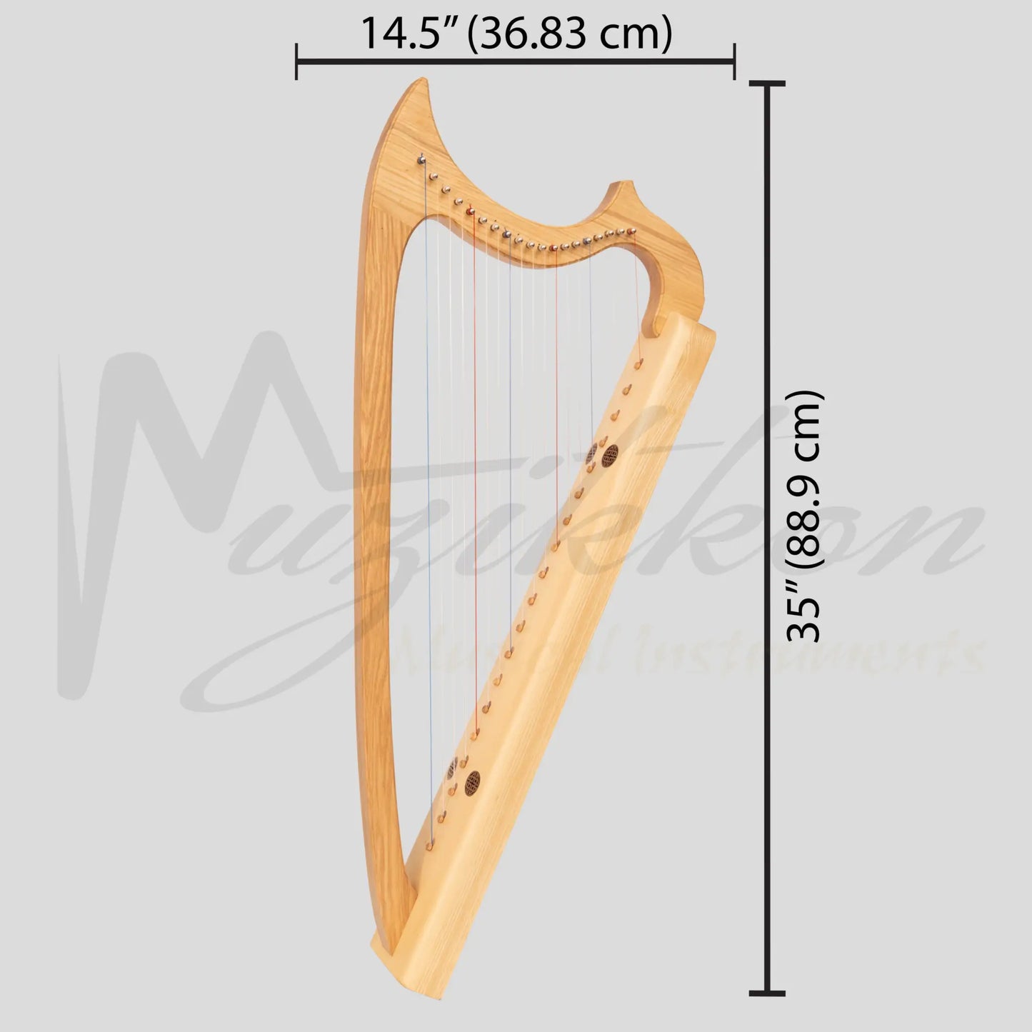 Muzikkon Gothic Harp 19 String Ashwood