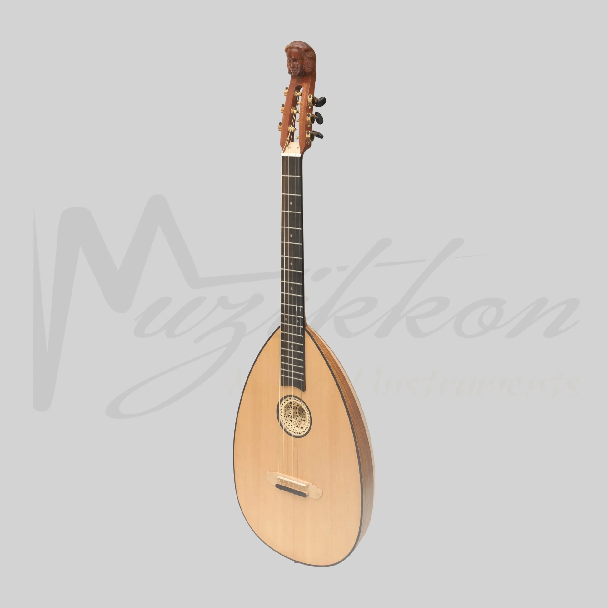 MUZIKKON LUTE GUITAR 6 STEEL STRINGS VARIEGATED LACEWOOD ROSEWOOD