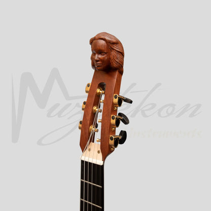 Muzikkon Lute Guitar 6 Steel Strings Variegated Lacewood Rosewood