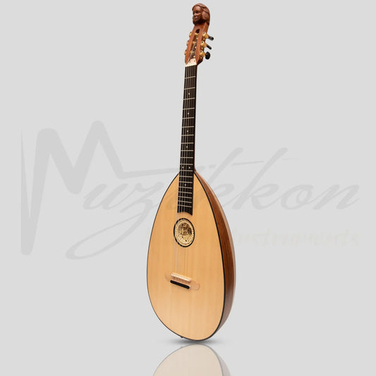 Muzikkon Lute Guitar 6 Steel Strings Variegated Lacewood Rosewood