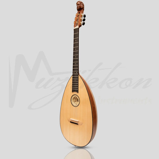 Muzikkon Lute Guitar 6 Steel Strings Variegated Lacewood Rosewood Left Handed