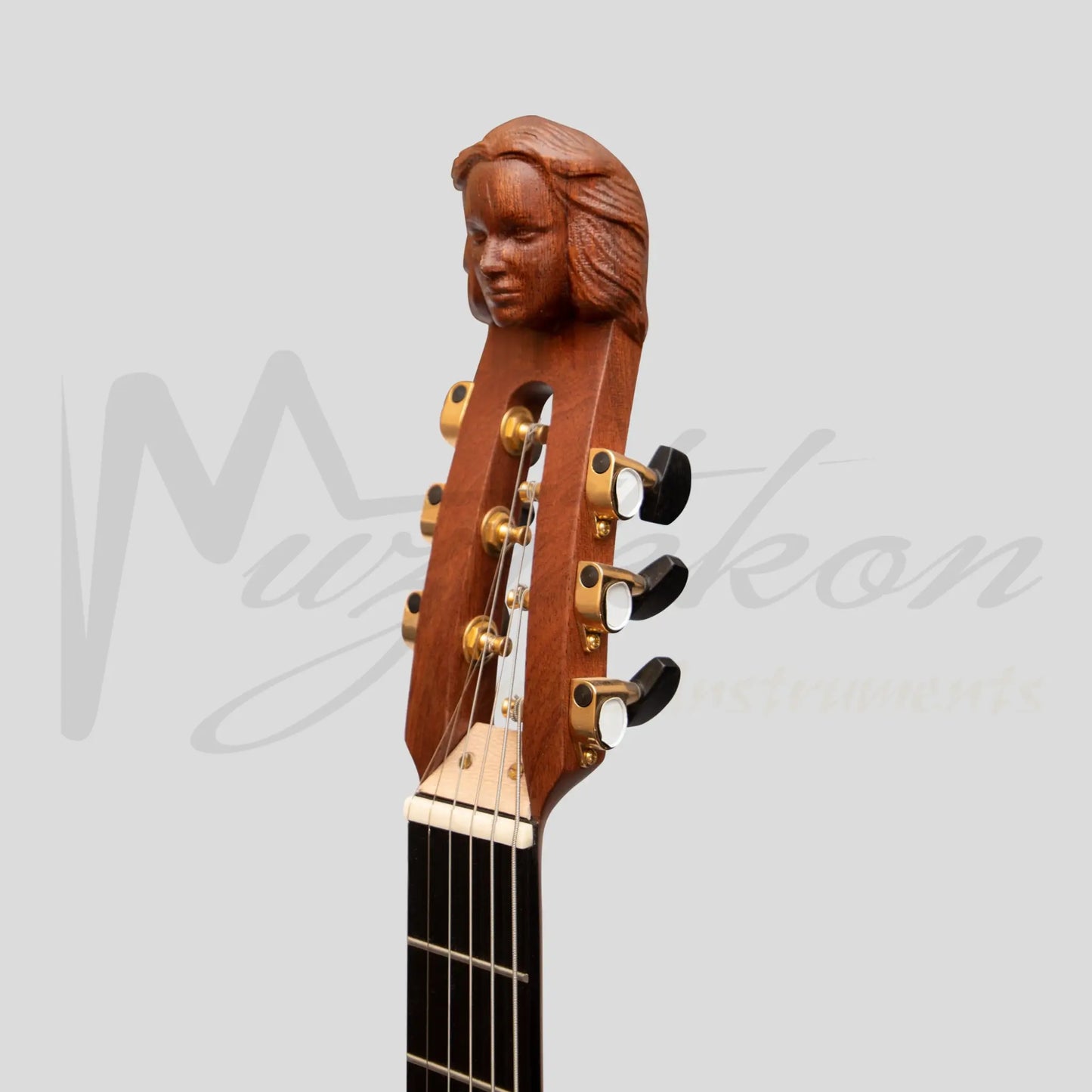 Muzikkon Lute Guitar 6 Steel Strings Variegated Lacewood Rosewood Left Handed