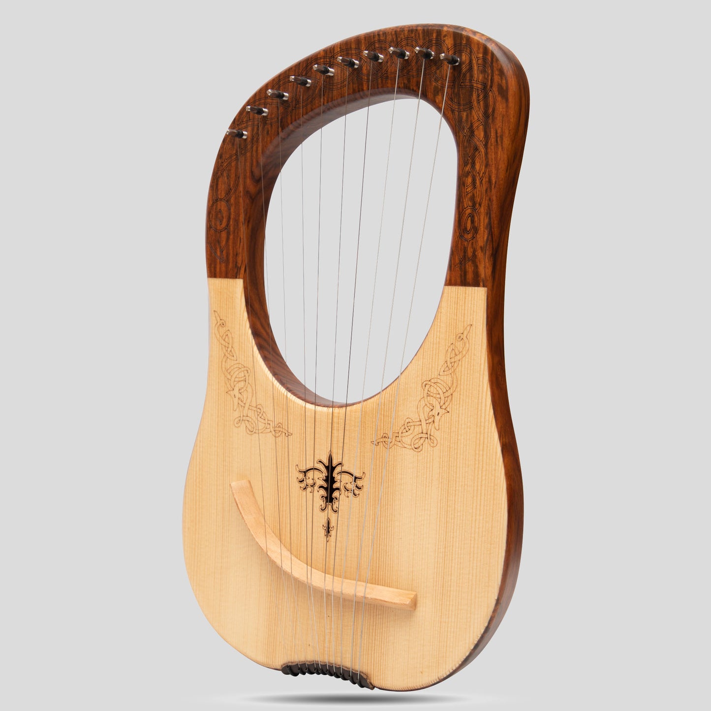 MUZIKKON LYRE HARP, 10 STRING ROSEWOOD INGRAVATO