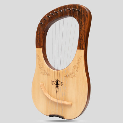 MUZIKKON LYRE HARP, 10 STRING ROSEWOOD INGRAVATO