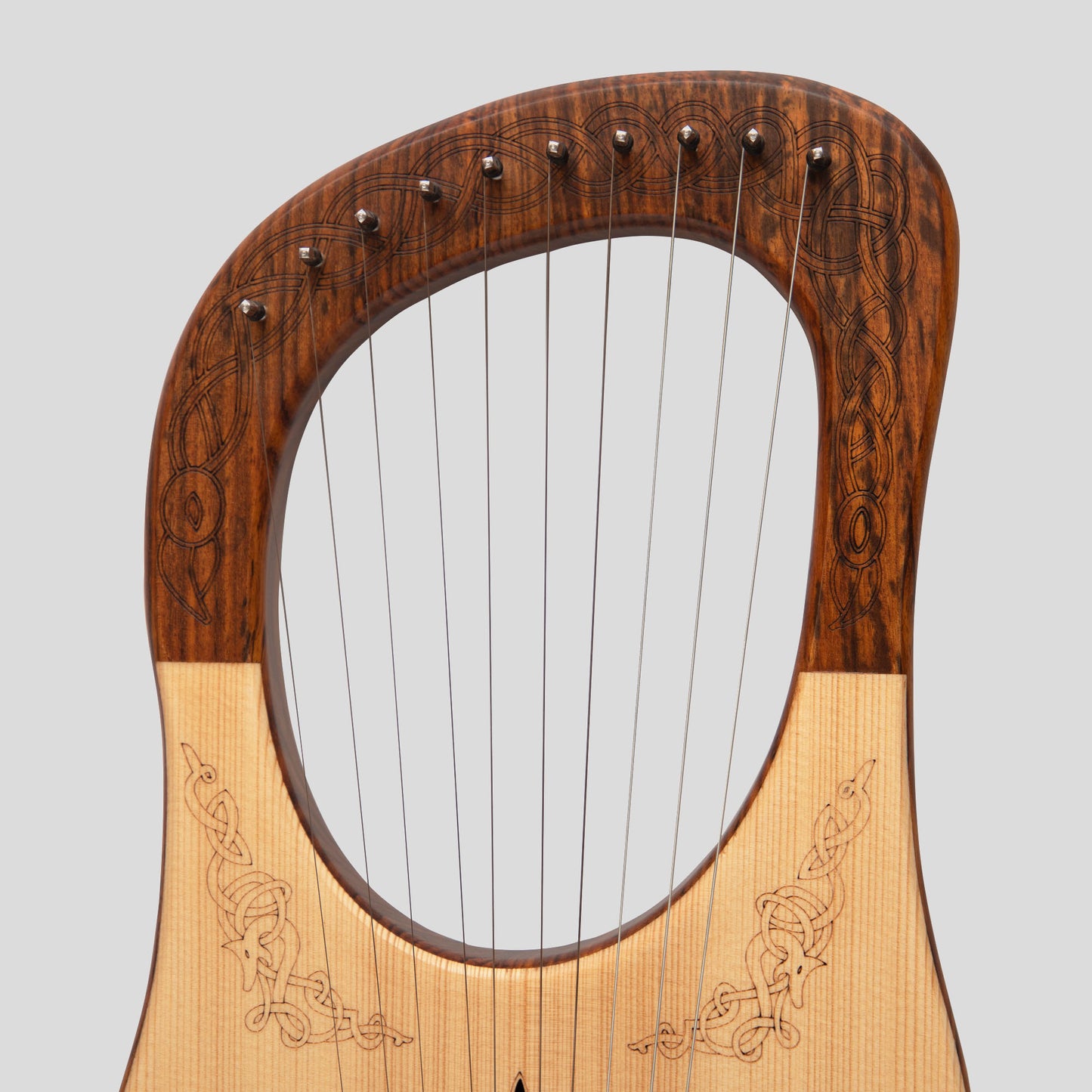 MUZIKKON LYRE HARP, 10 STRING ROSEWOOD ENGRAVED