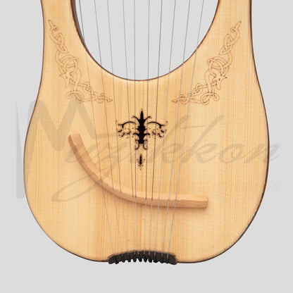 Muzikkon Lyre Harp 10 String Rosewood Engraved