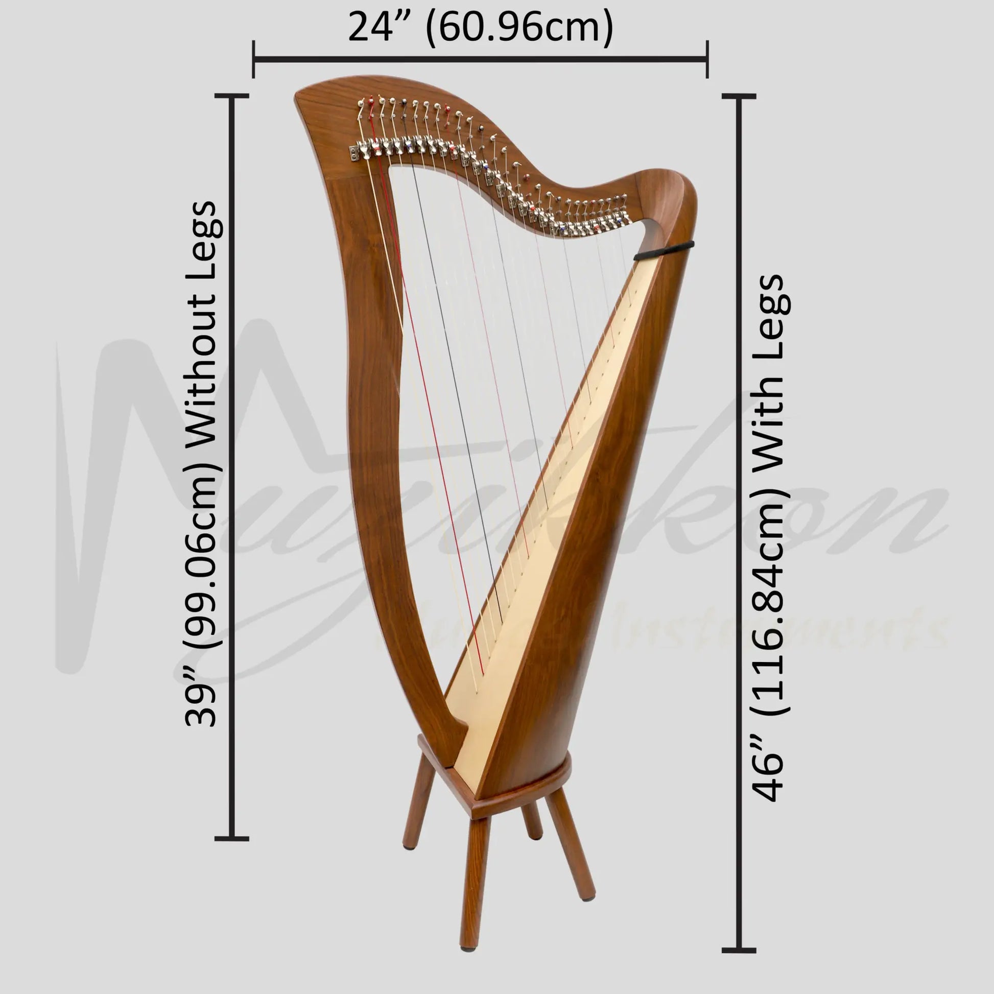 Muzikkon Mchugh Harp 27 String Rosewood Round Back