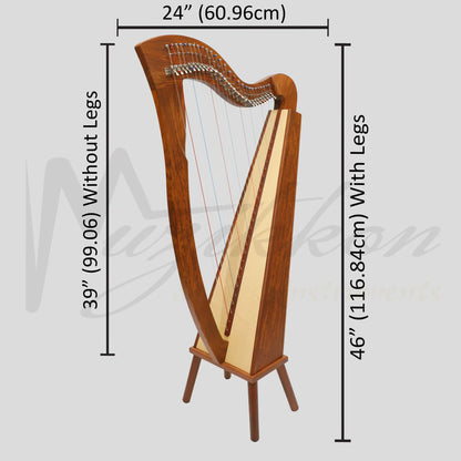 Muzikkon Mchugh Harp 27 Strings Rosewood Square Back