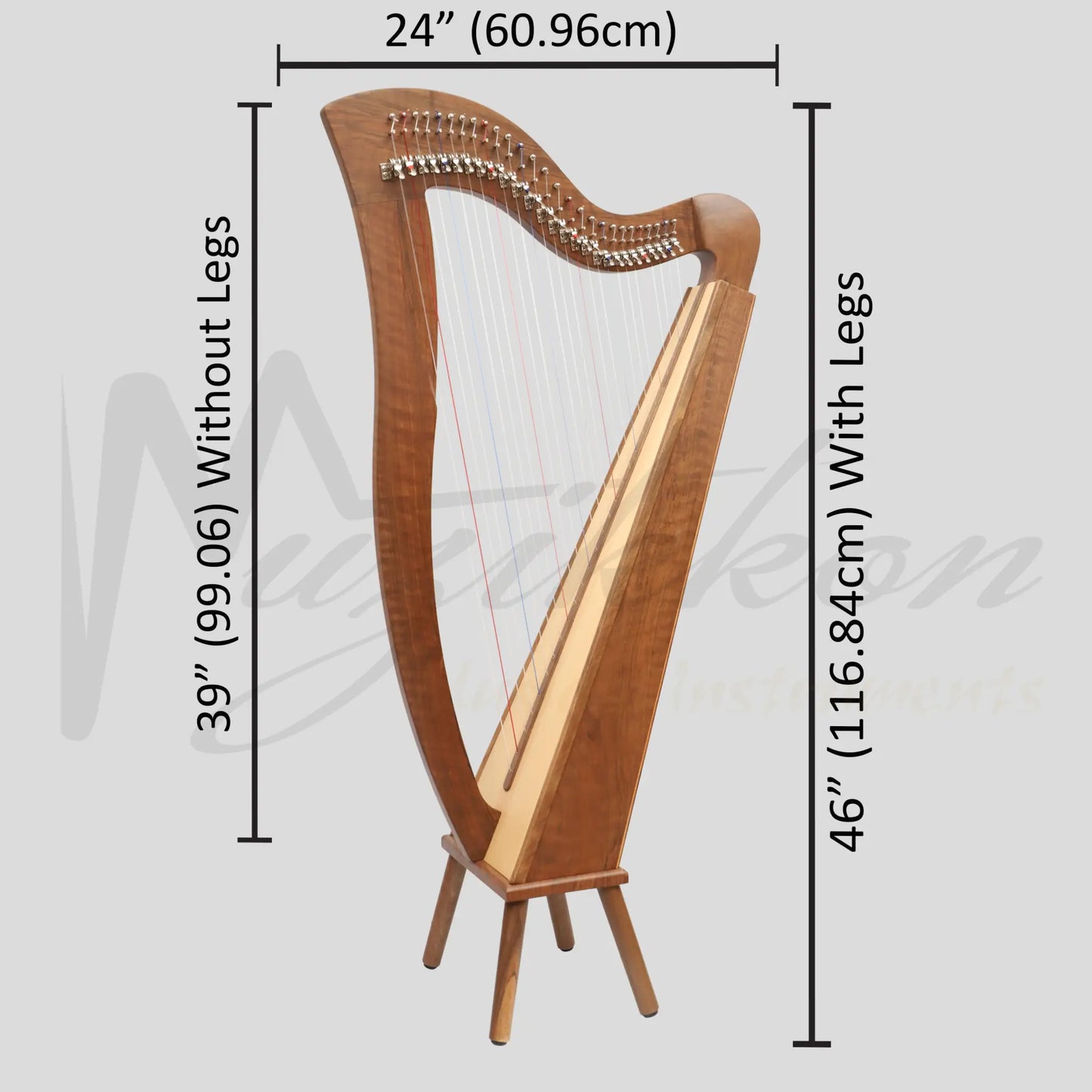 Muzikkon Mchugh Harp 27 Strings Walnut Square Back