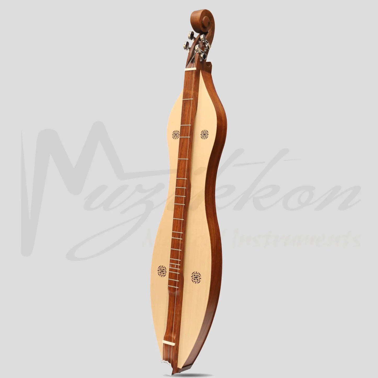 Muzikkon Mountain Dulcimer 4 Strings Knotwork Scroll R-W Silver Gear